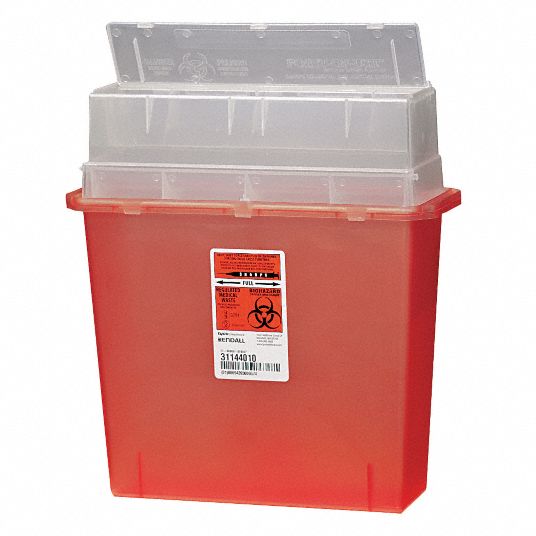 COVIDIEN Sharps Container, Auto Drop, 11 in Height, 4 1/4 in Length, 12