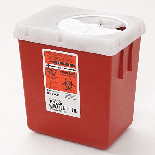 COVIDIEN Sharps Container, Auto Drop, 7 1/4 in Height, 4 3/4 in Length