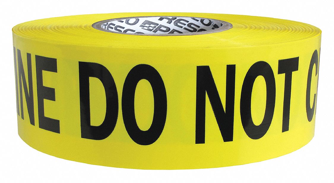 Barricade Tape,  Yellow,  1, 000 ft L,  3 in