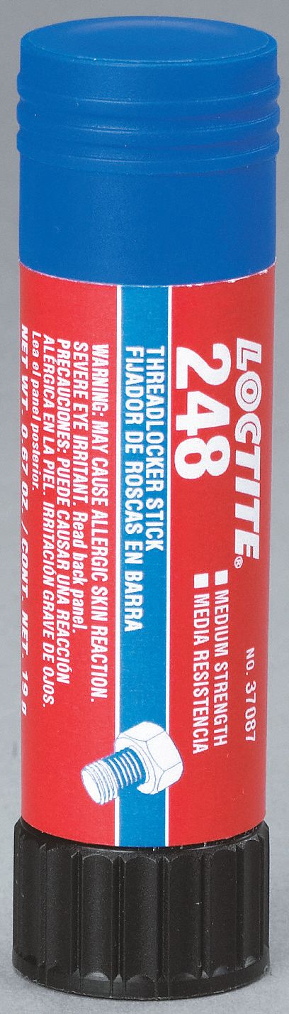 MEDIUM-STRENGTH THREADLOCKER, 248, BLUE, NO-DRIP, 0.67 OZ, STICK