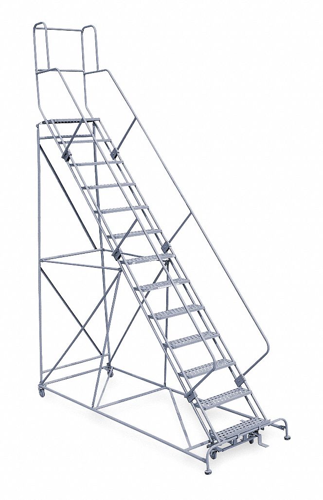 Rolling Ladder, Hndrl, Pltfm 130 In H