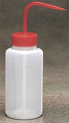 Wash Bottle, 5 PK, LDPE, Wide Mouth, Non-Vented, Capacity: 1000mL
