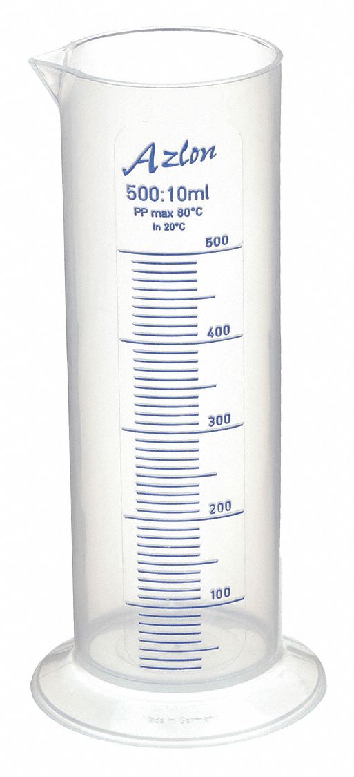 GRAD CYLINDER,500ML X 10ML,POLYPROP