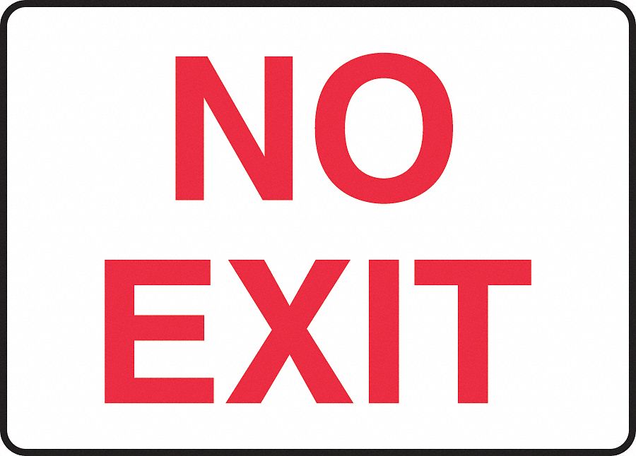 EXIT SIGN, VINYL, 10 IN WIDTH, 7 IN HEIGHT, ADHESIVE SURFACE, NO EXIT