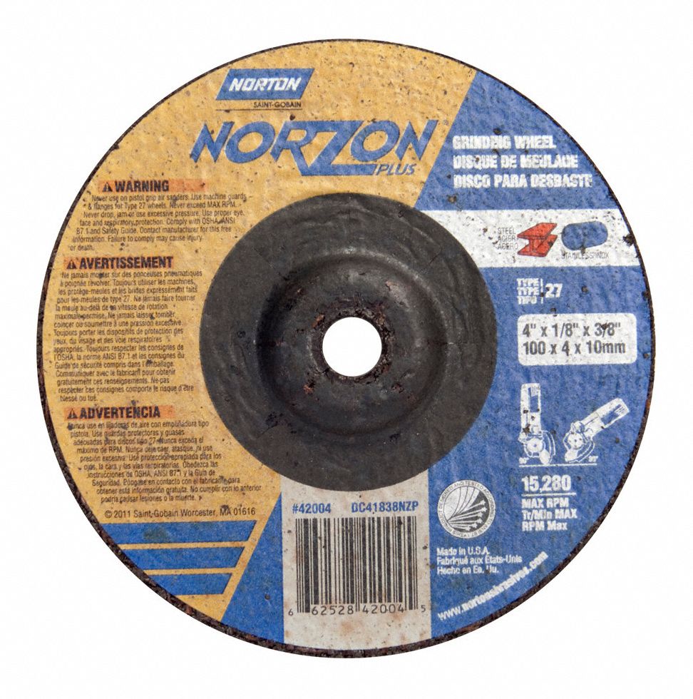 GRINDING WHEEL,3/8 IN,UNTHREADED