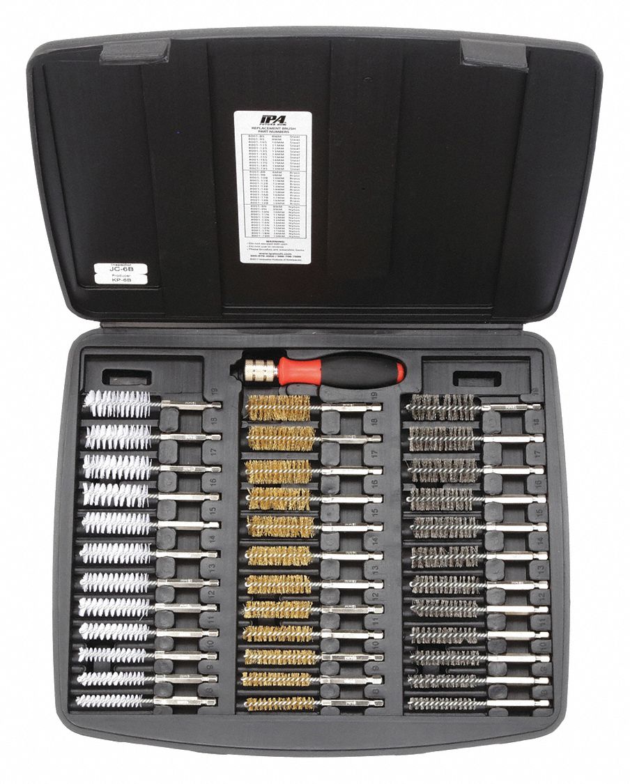 Bore Brush Set: Hex Handle, Brass/Nylon/Stainless Steel Bristle