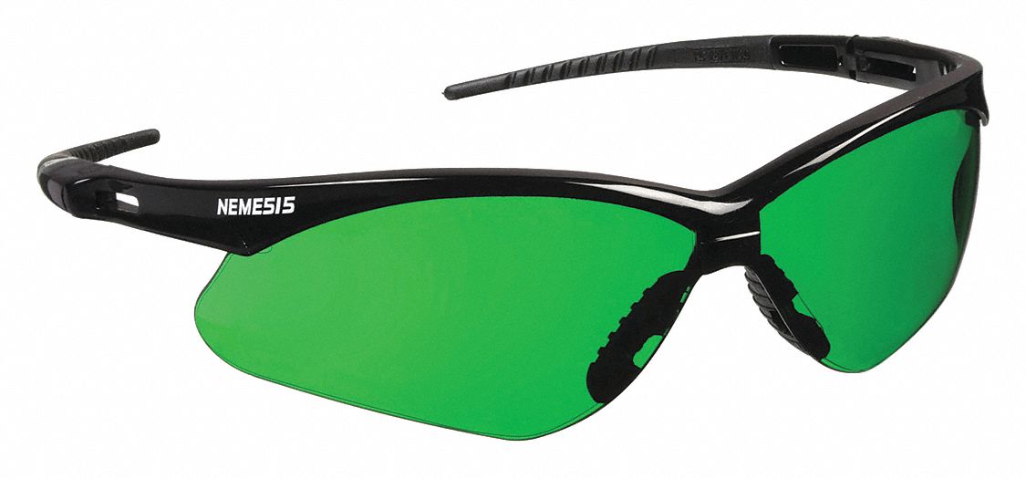 Safety Glasses: Uncoated, Half-Frame, W3, Black Frame Color, V30 Nemesis(TM) Series