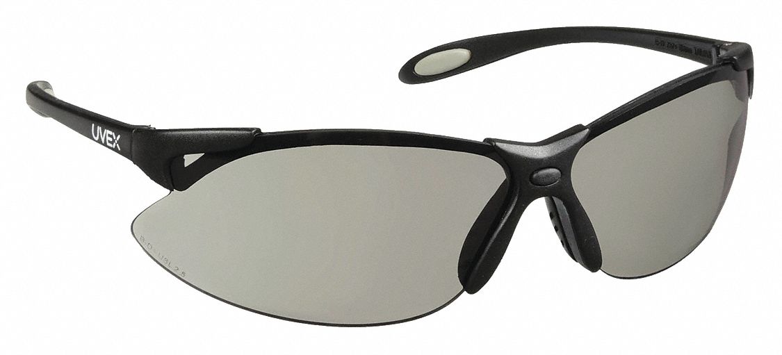 Safety Glasses: Gray Lens, Half-Frame, Hard Coat, Black Frame, A900 Series
