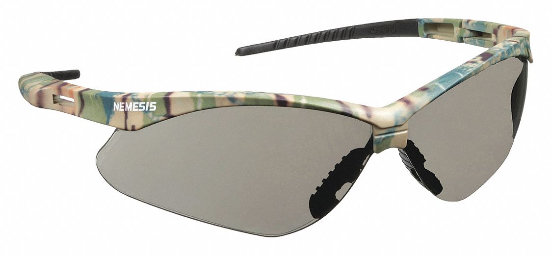 LUNETTES DE SÉCURITÉ, DEMI-MONTURE, ENVELOPPANTES, NYLON/PC, ANTIBUÉE, CAMO/FUMÉE, M, UNISEXE