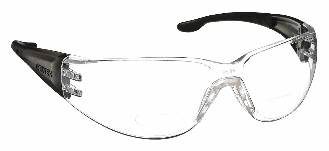 ELVEX, Clear Lens Color, Wraparound Frame, Bifocal Safety Reading ...