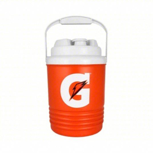 Beverage Jug: 1 gal Capacity, Orange, 8 in Overall Ht, Jug