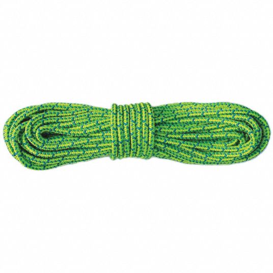 Climbing Line: 1/2 in Rope Dia, Orange, 200 ft Rope Lg, 719 lb Working Load  Limit, Double Braid, Bag