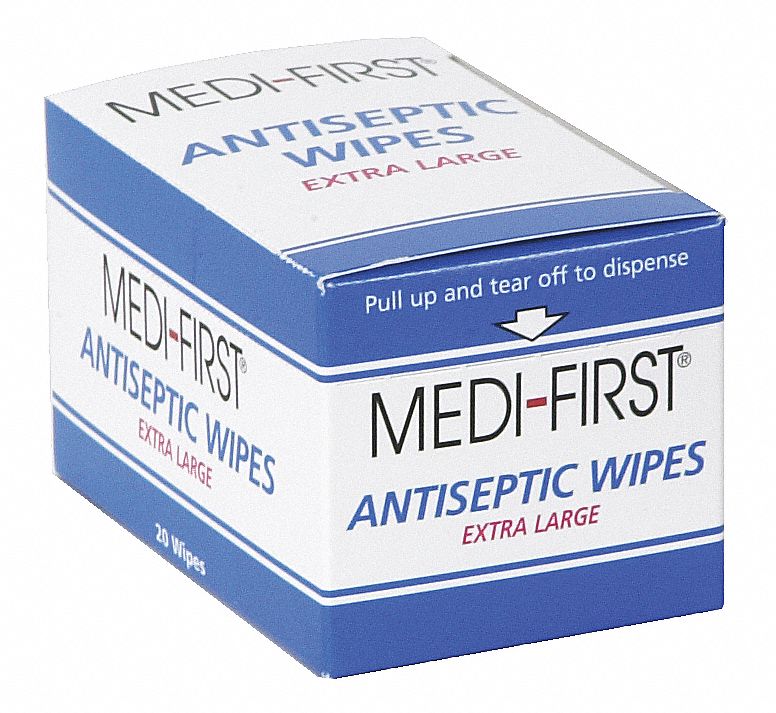 Antiseptic Wipes,  Wipes,  Box, Wrapped Packets,  5 in x 8 in,  PK 20