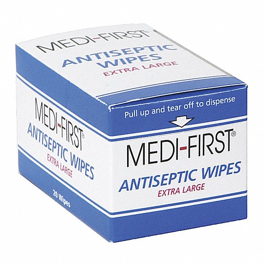 Antiseptic Wipes,  Wipes,  Box, Wrapped Packets,  5 in x 8 in,  PK 20
