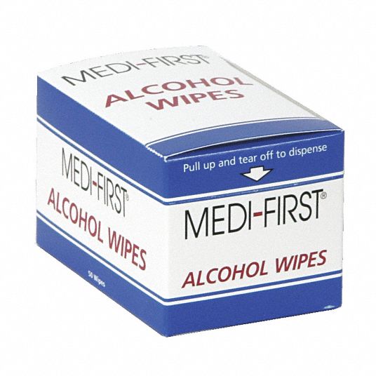 Alcohol Pads, Wipes, Box, Wrapped Packets, 2" x 11/8", PK 50 Grainger