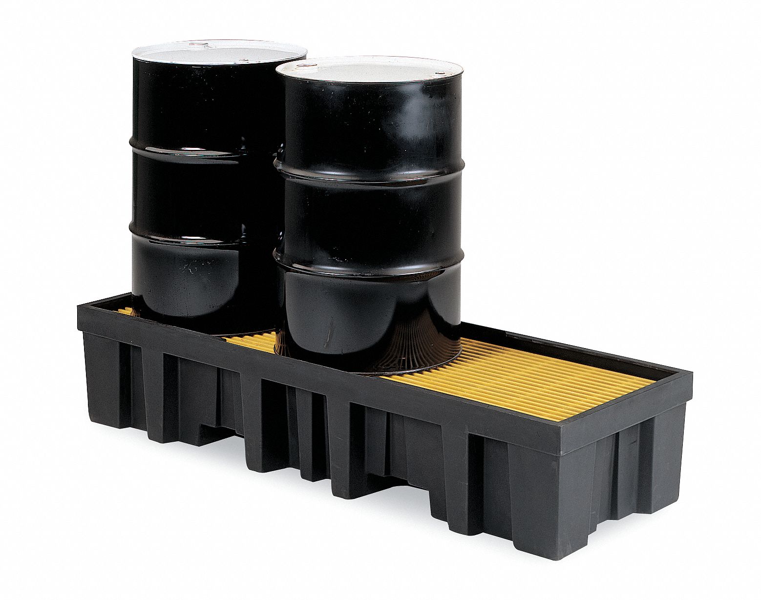 SPILL PALLET, 3 DRUMS, UNCOVERED, HI DENSITY, YELLOW, 26 1/4 X 76 3/4 X 15 IN, POLYETHYLENE