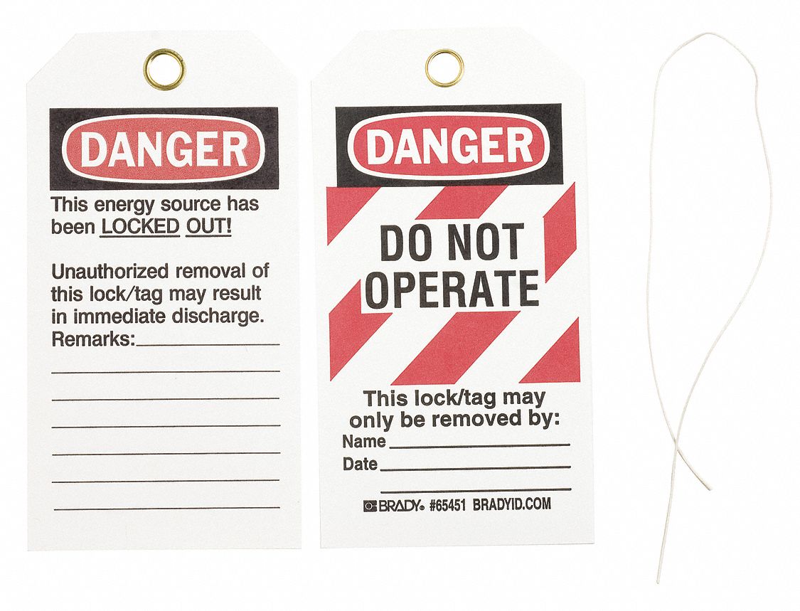 Danger Tag: Danger, Danger Do Not Operate, Paper, Date/Name/Remarks, Write-On Surface, English