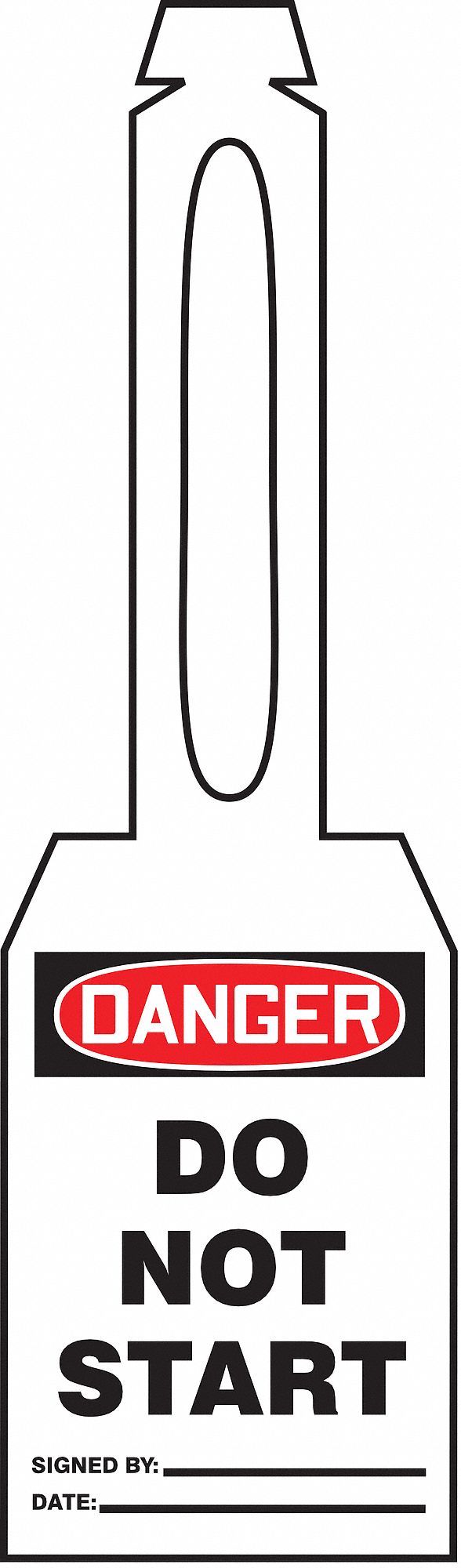 Loop n Strap Danger Tags: #7 Tag Size, White, Single Part Tag, Attached Strap, 25 Tags, 25 PK