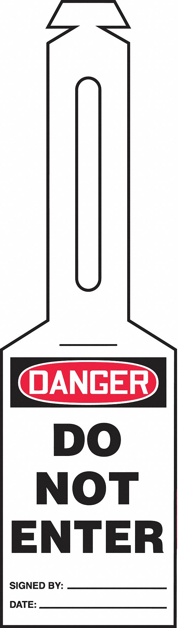 Loop n Strap Danger Tags: #7 Tag Size, White, Single Part Tag, Attached Strap, 25 Tags, 25 PK