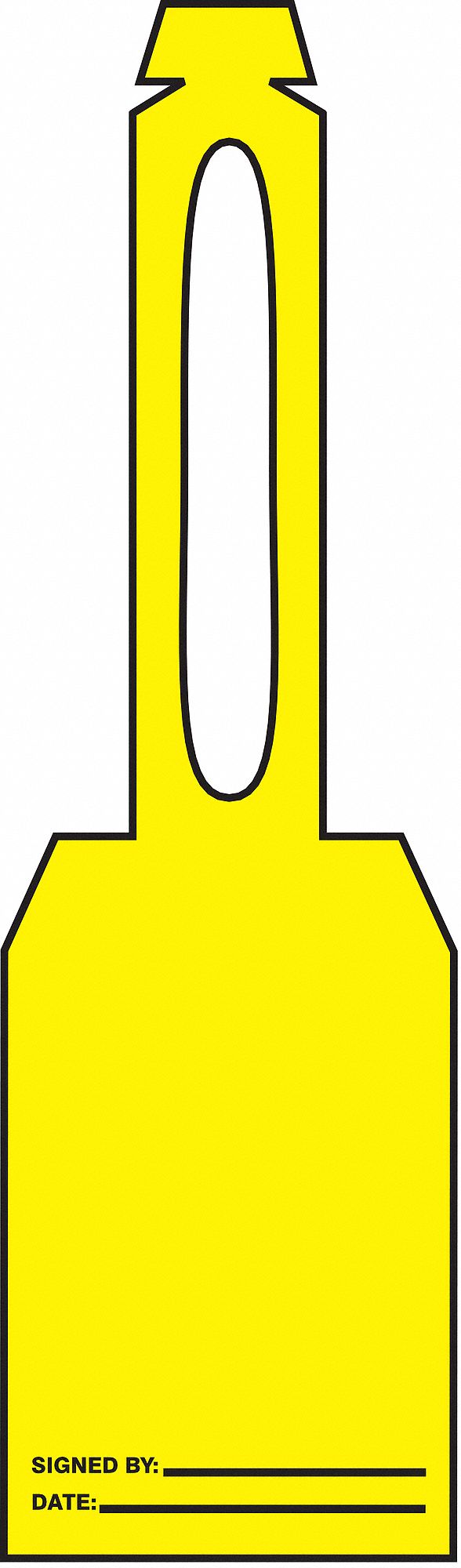 Tag: 3 1/4 in Wd, 5 3/4 in Ht, Yellow, Rectangle, Plastic, Indoor, 0.014 in Label Thick, 25 PK