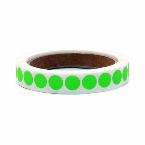 Inventory Label: 1/2 in Dia, Green, Circle, Paper, Indoor, No Text