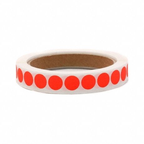 Inventory Label: 1/2 in Dia, Red, Circle, Paper, Indoor, No Text