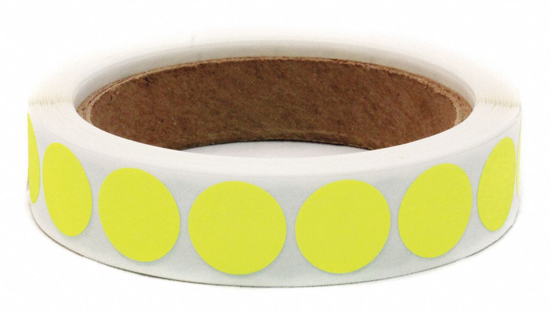 Yellow, Circle, Dot Label 3VCN53VCN5 Grainger