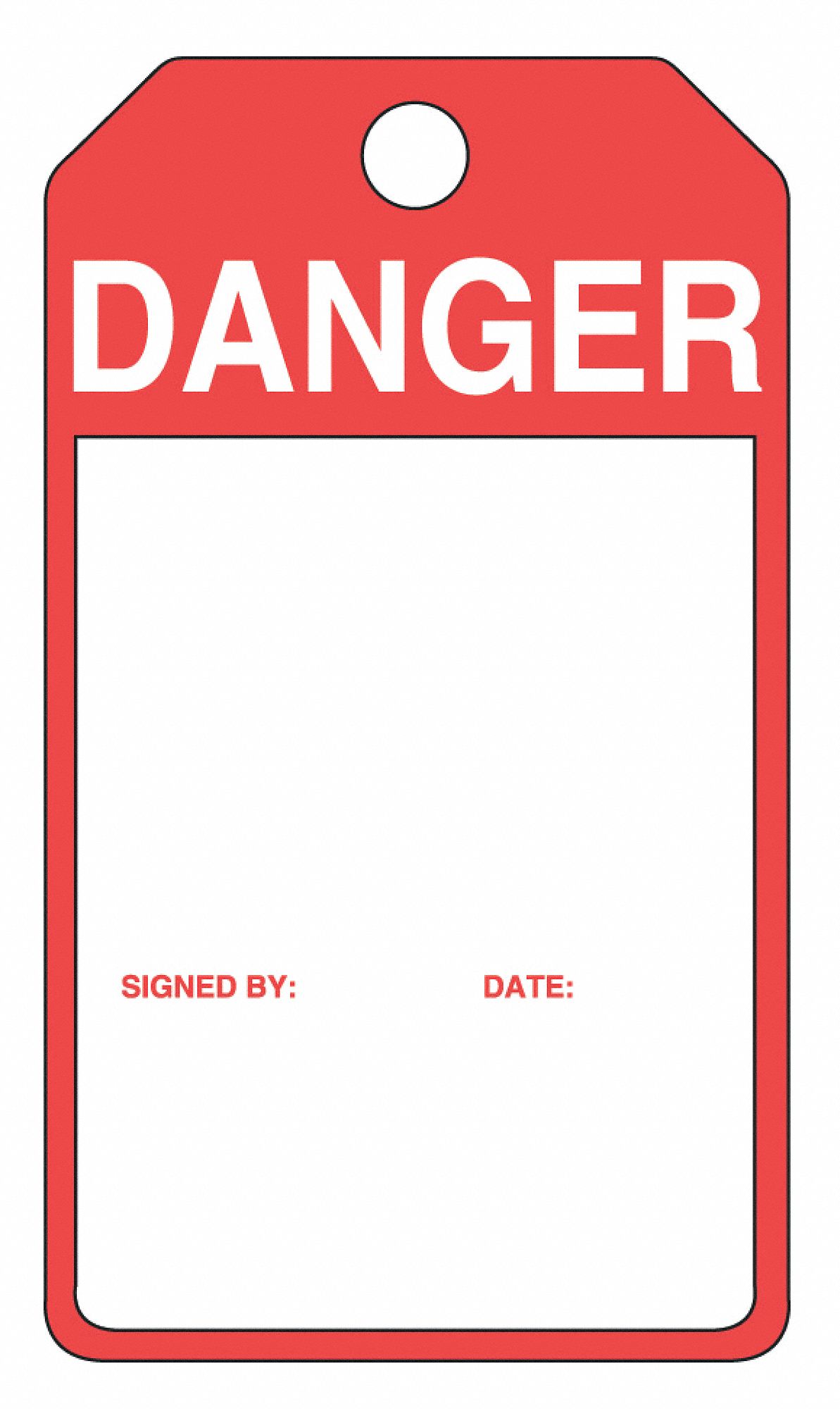 Danger Tag,5-7/16 x 3-1/16 In,R/Wht,PK25