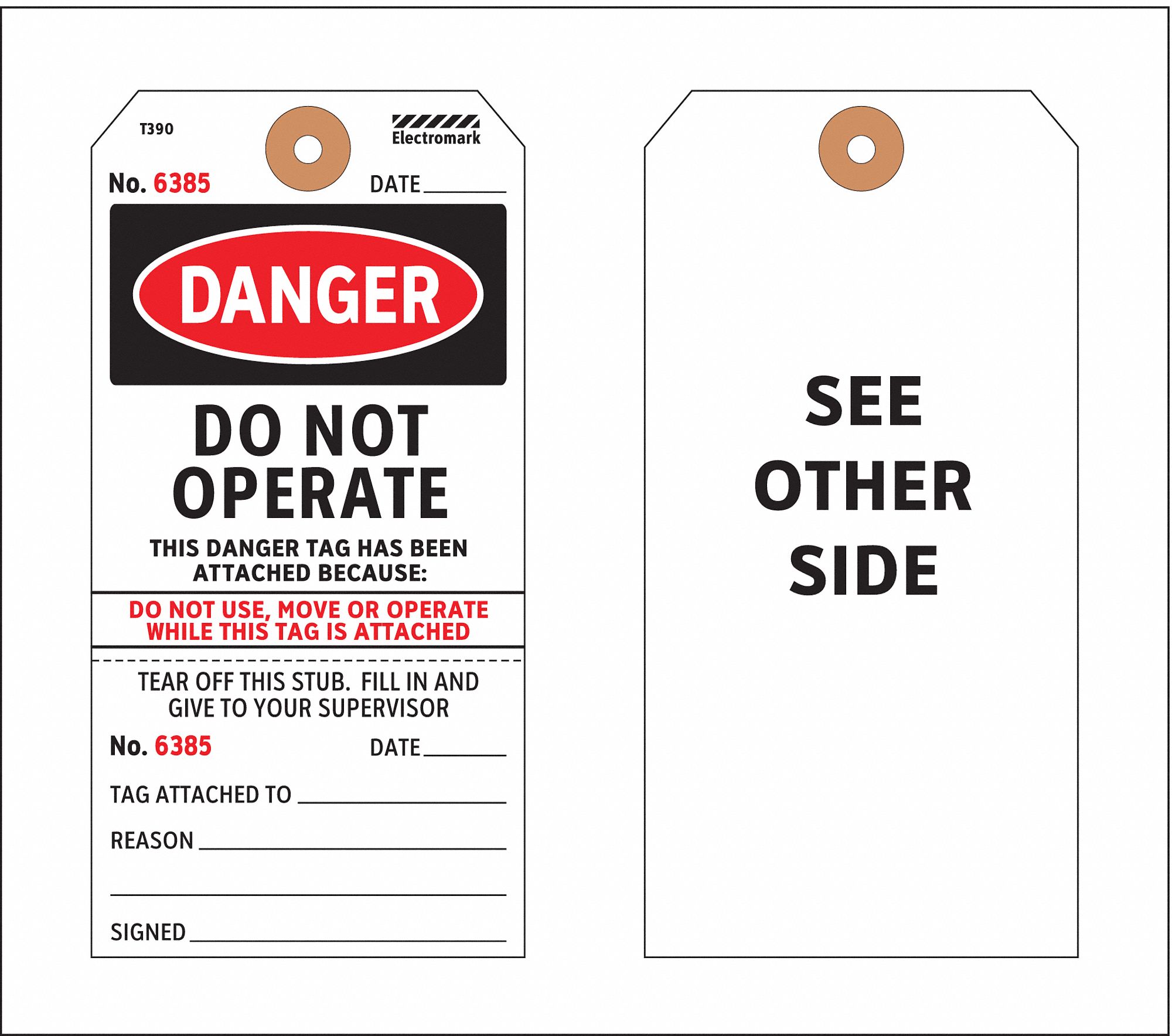 Danger Tag 5-3/4 x 2-7/8 In PK100