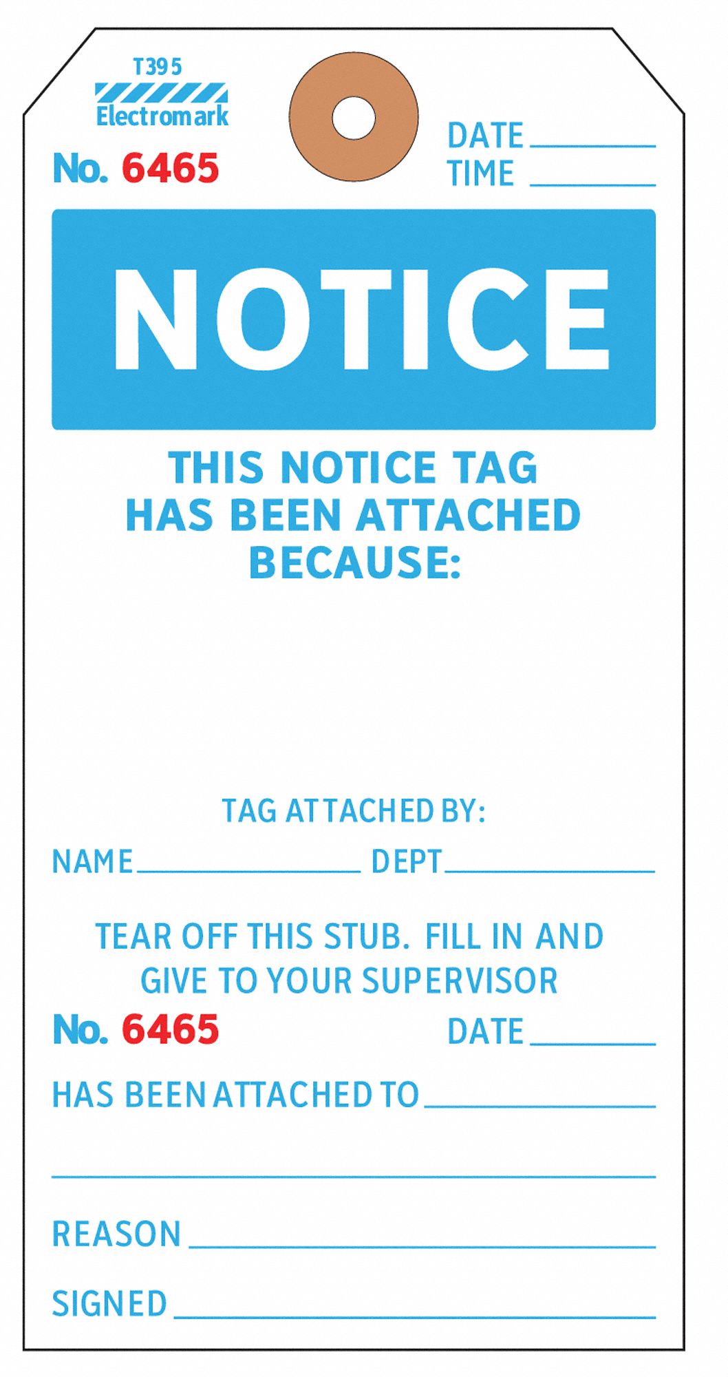 Notice Tag: White, 100 PK