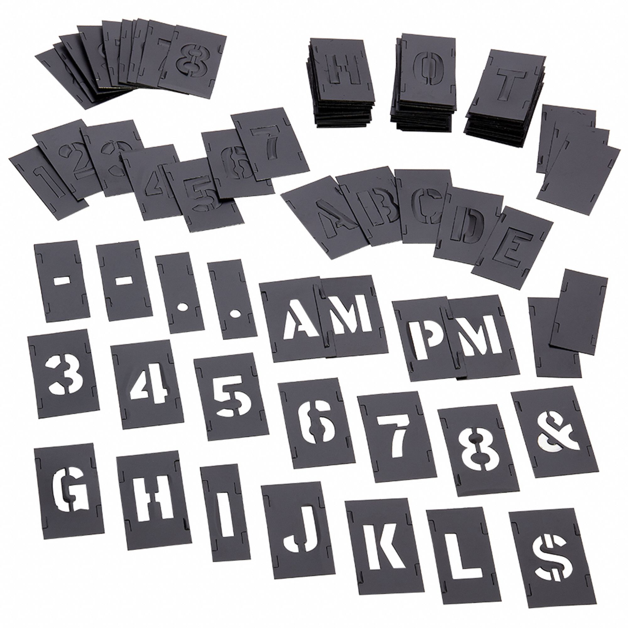 Stencil Set: 0 to 9/Ampersand (&)/A to Z/Dash (-)/Dollar Sign ($)/Period (.), PVC