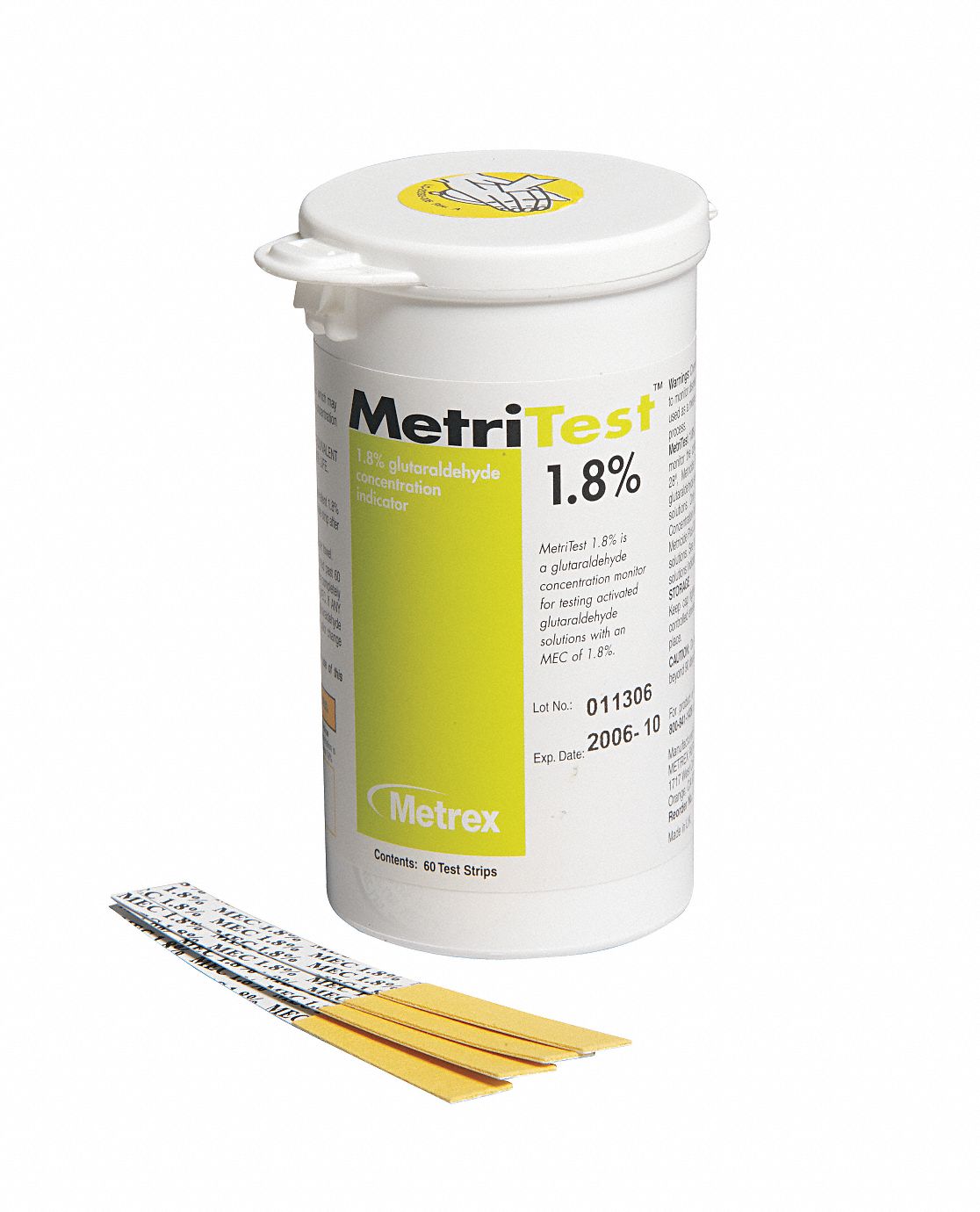 Disinfectant Strips: Canister, 60 ct Container Size, Ready to Use, Strip, Unscented, 2 PK