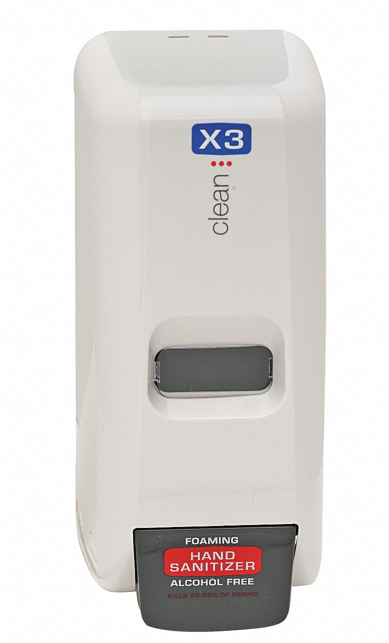Hand Sanitizer Dispenser: X3 Clean, Liquid, 1,000 mL Refill Size, Clear, Plastic