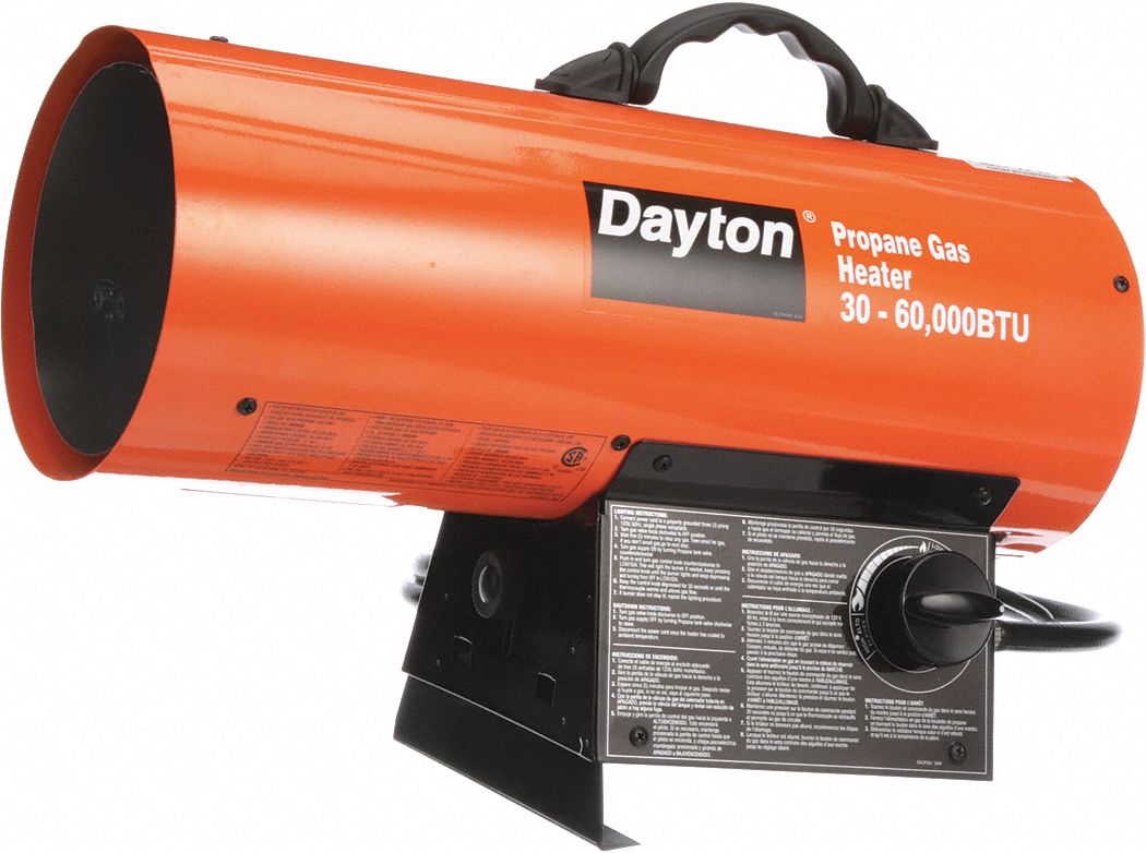 azúcar Enajenar depositar DAYTON Calentador de Gas por Aire Forzado Portátil , Área de Calentamiento  de 1350 pies cuad. , Longitud de 19-5/16" x 8-1/4" de Ancho x 15-1/8" de  Altura - Calentadores Portátiles a