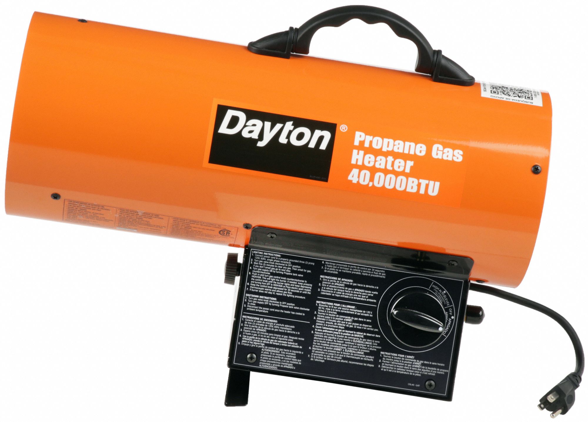 DAYTON Portable Gas Torpedo Heater 40,000 BtuH Heating Capacity Output