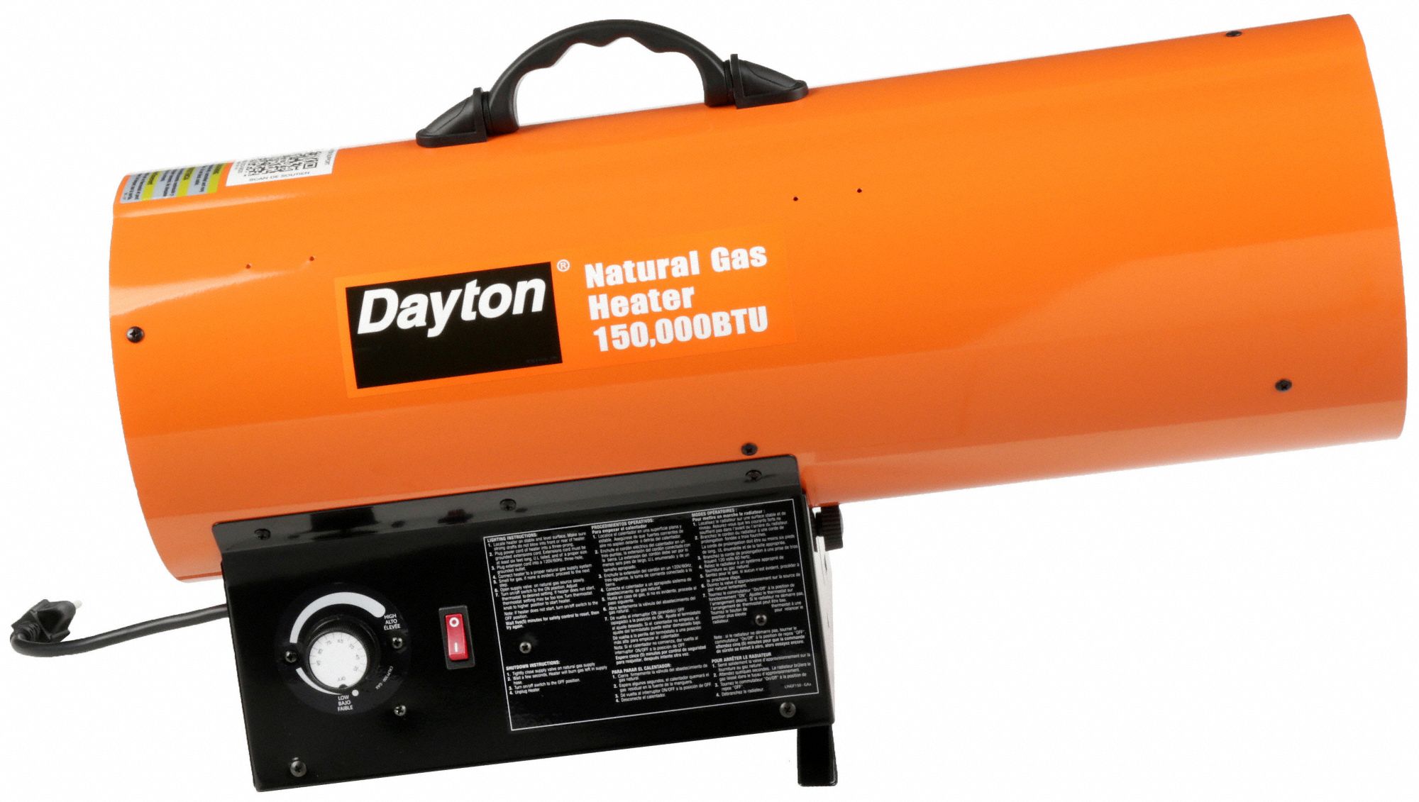 DAYTON Portable Gas Torpedo Heater 150,000 BtuH Heating Capacity Output, 3,500 sq ft Heating