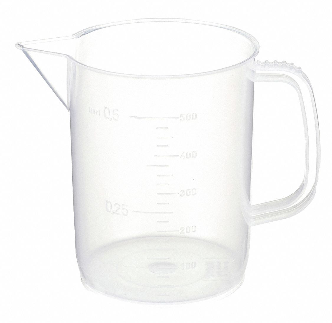 Beaker: Low Form with Handle, 500 mL Capacity - mL, 16.91 fl oz Capacity - oz, 90 mm Outside Dia
