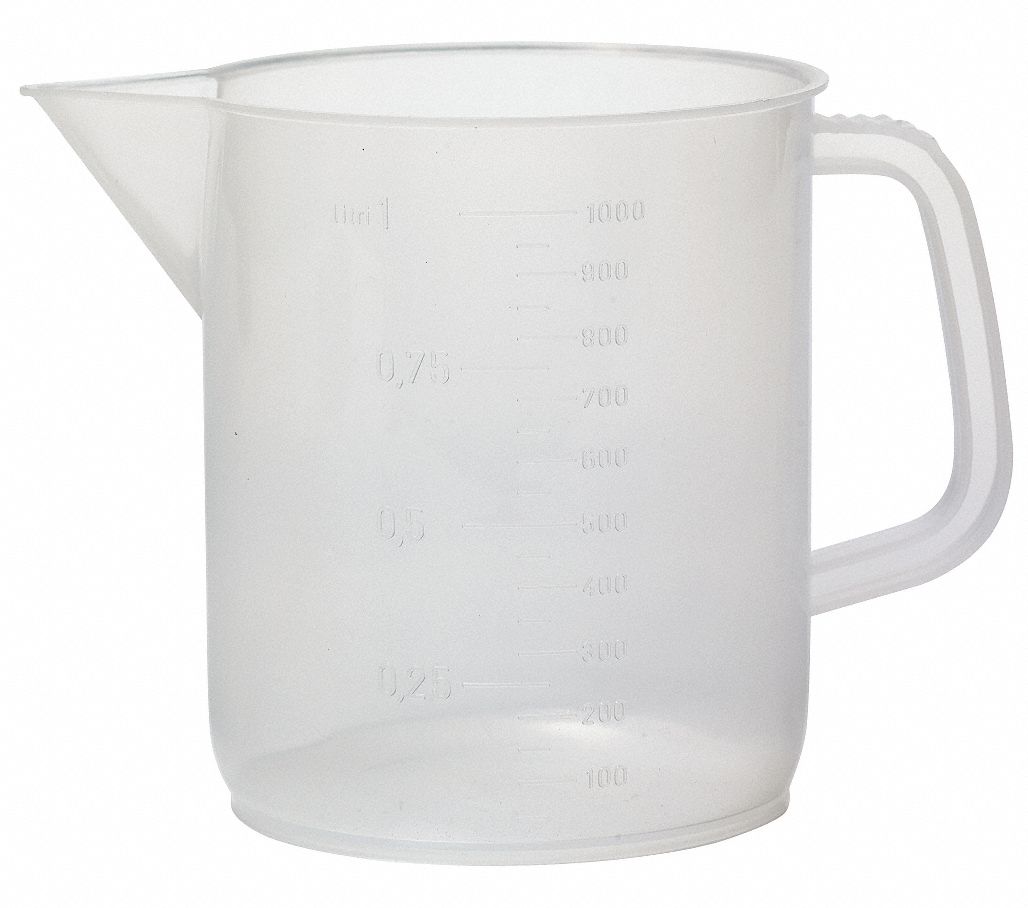 Beaker With Handle, Polypropylene, Capacity: 1000mL, Graduation Subdivisions: 50mL