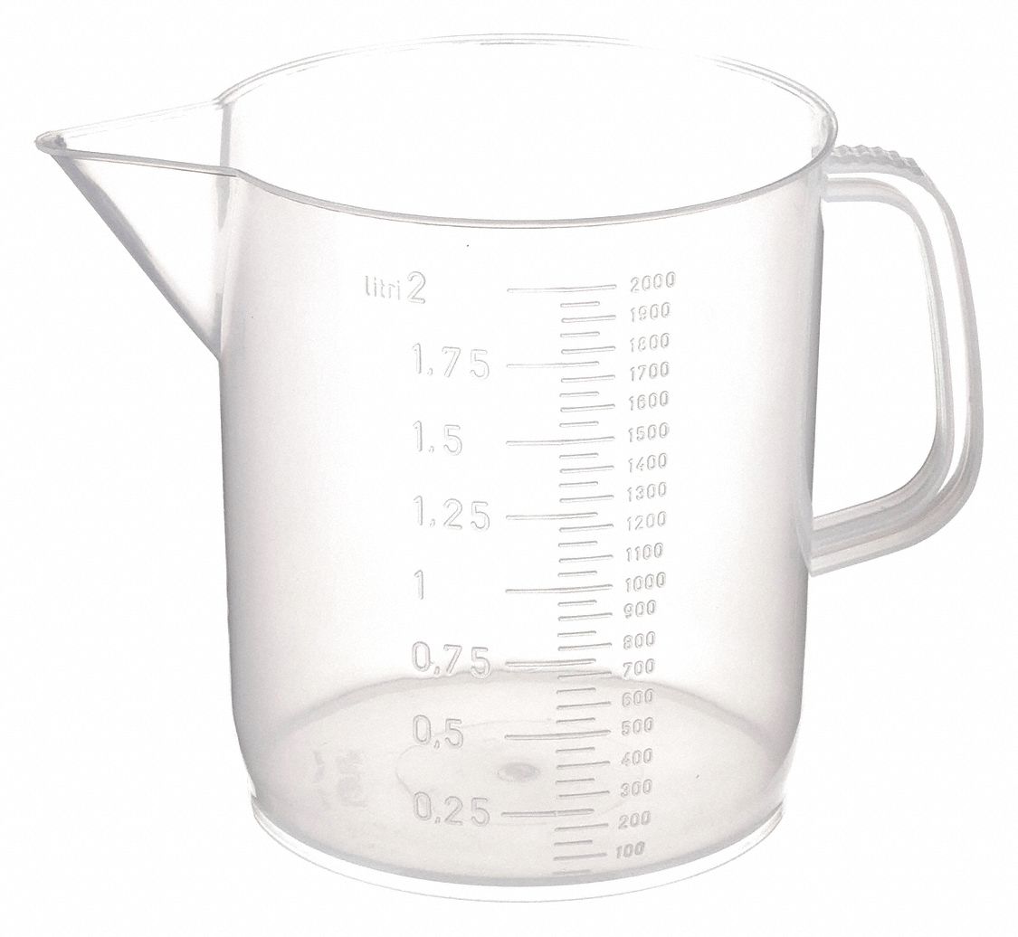 Beaker: Low Form with Handle, 2 L Capacity - mL, 67.62 fl oz Capacity - oz, 145 mm Outside Dia