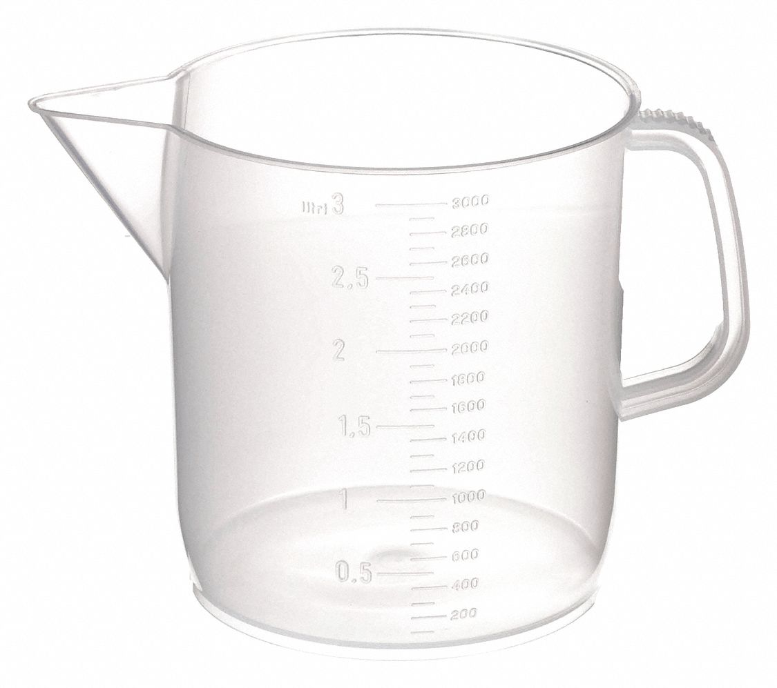 Beaker: Low Form with Handle, 3 L Capacity - mL, 101.4 fl oz Capacity - oz, 165 mm Outside Dia