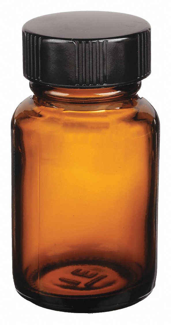 Bottle, 75 mm H, Amber, 44 mm Dia, PK24