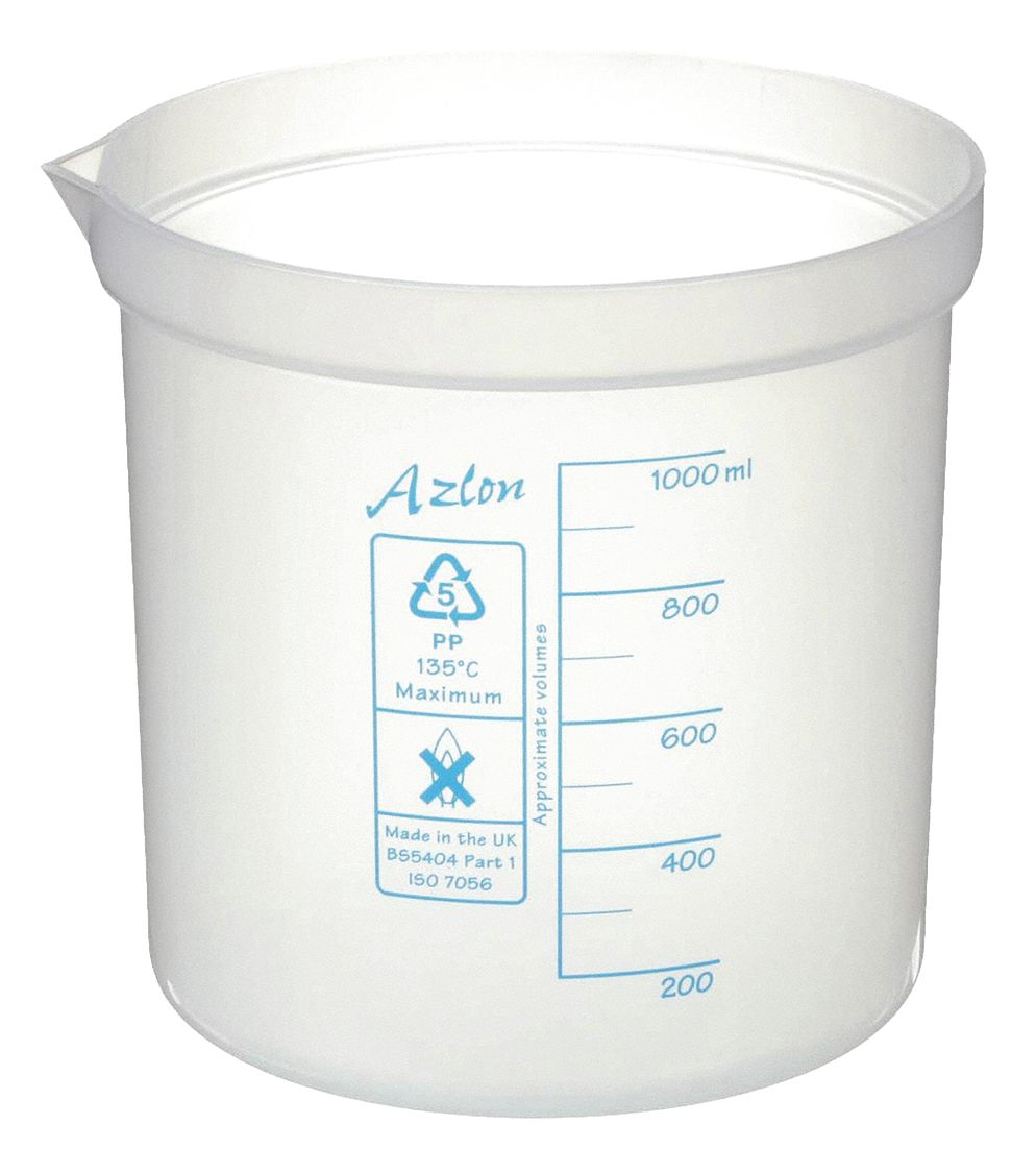 Square Ratio Beaker: Low Form, 1 L Capacity - mL, 33.81 fl oz Capacity - oz, 127 mm Outside Dia