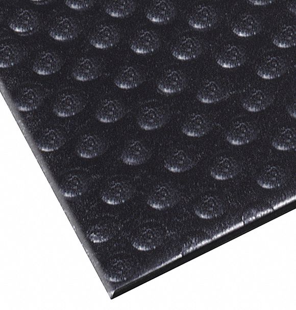 ANTIFATIGUE RUNNER, BUBBLE, 3 X 12 FT, ½ IN THICK, BLACK, PVC FOAM, BEVELED EDGE