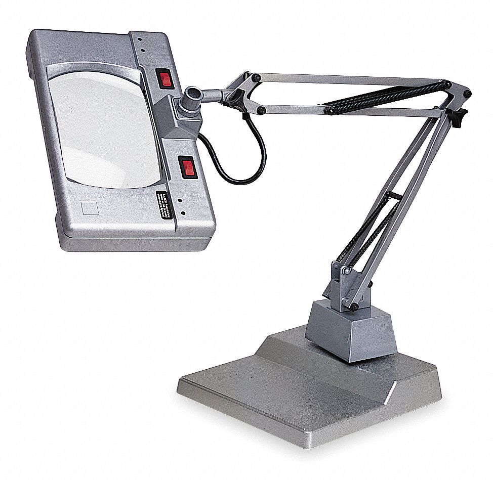 Wide Angle Magnifier Light, 1.85x, Gray - Grainger