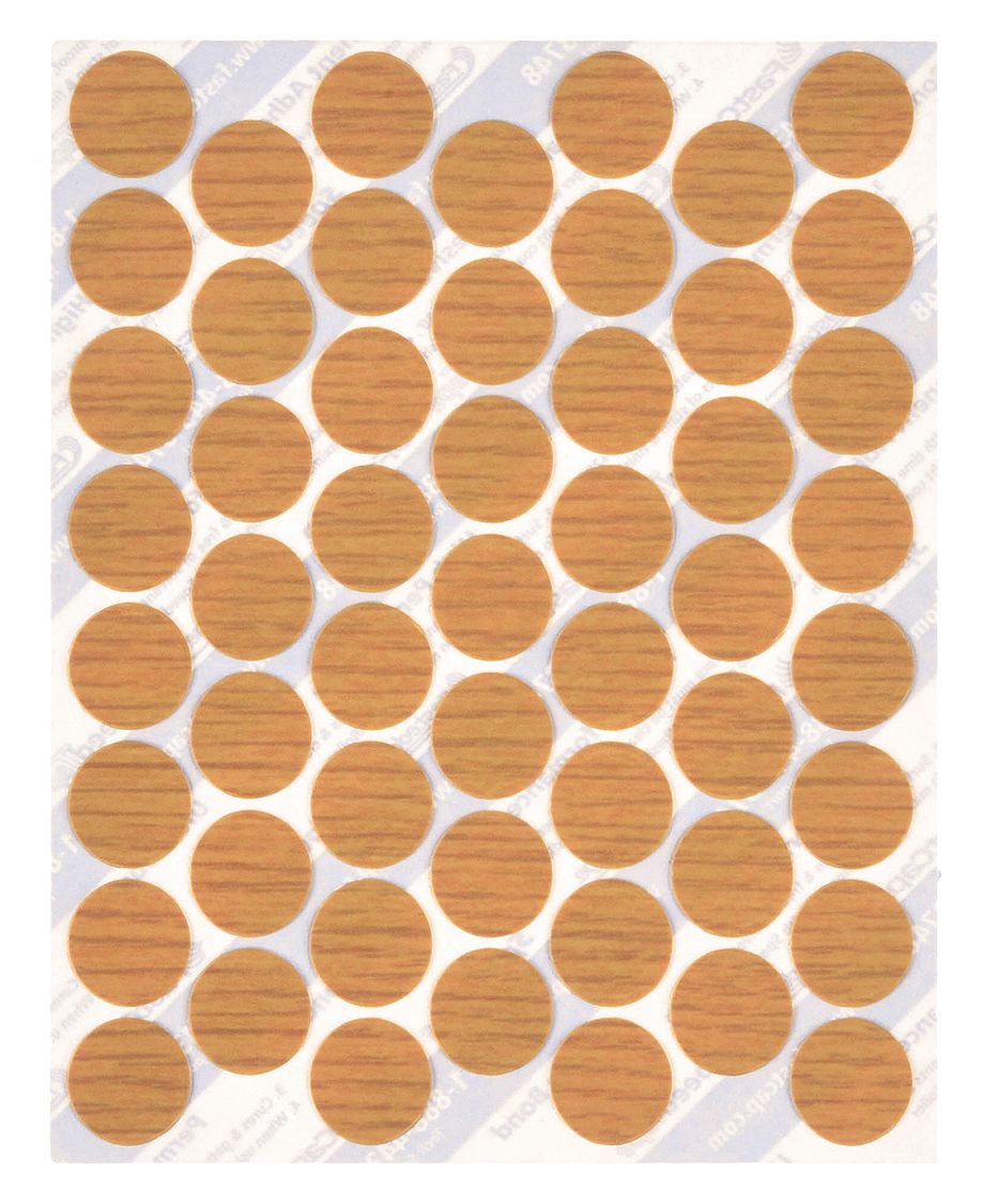 Screw Cap: Fits #1 to 1/2 in Bolt Dia, Wood, Natural Oak, 53 PK