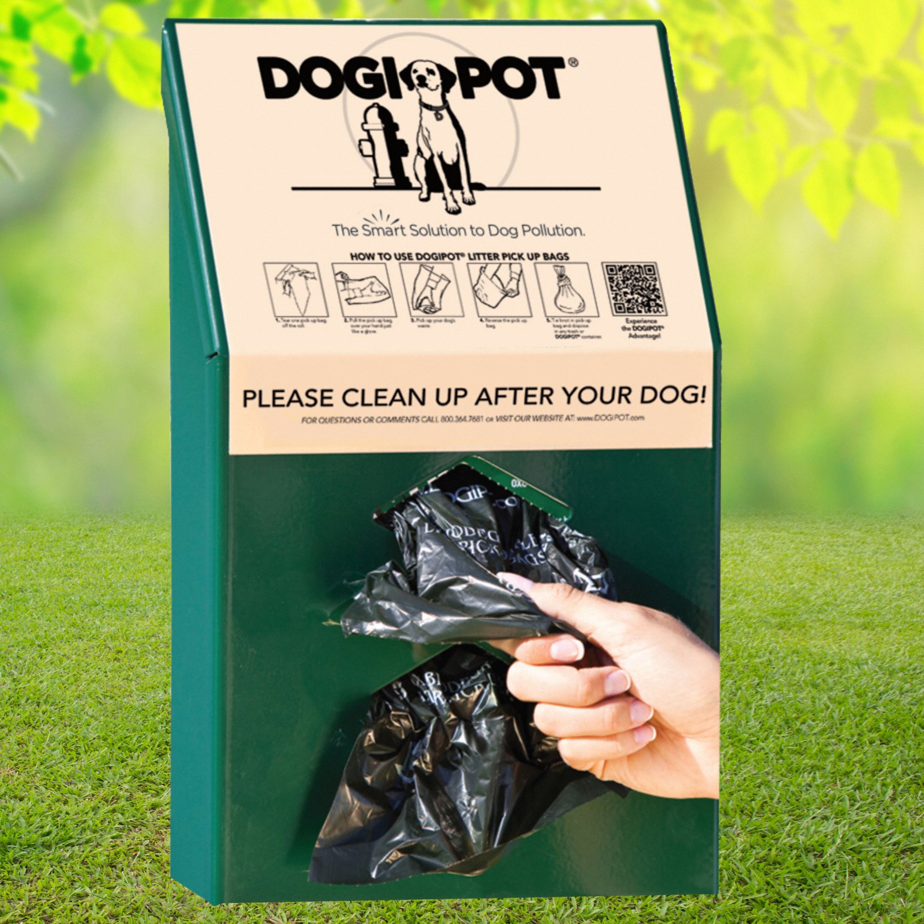 DOGIPOT Pet Waste Bag Dispenser: 9 1/4 in Wd/Dia, 15 1/2 in Ht ...