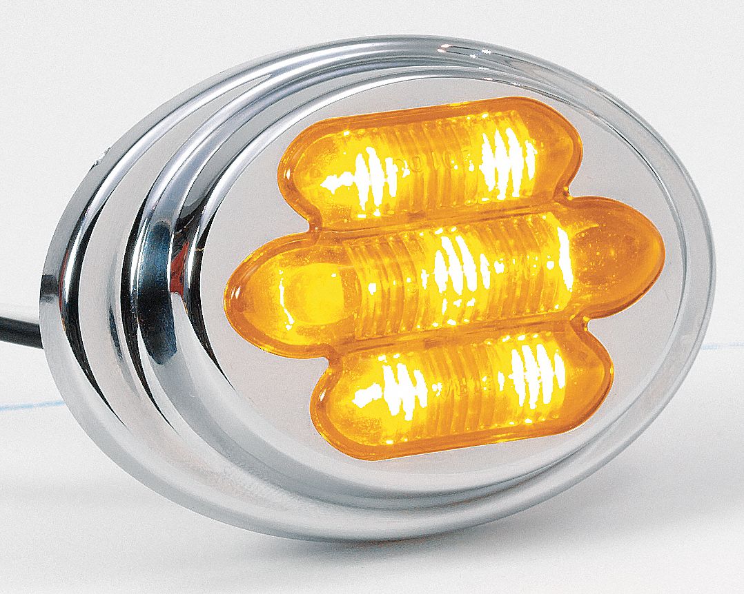 Clearance Marker Light: Clearance Light, LED, Oval, Surface Mount, Amber, Hole, Pigtail