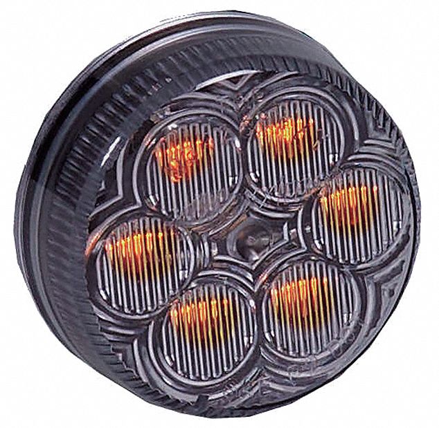 Clearance Marker Light: Clearance Light, LED, Round, Surface Mount, Amber, Hole, Pigtail