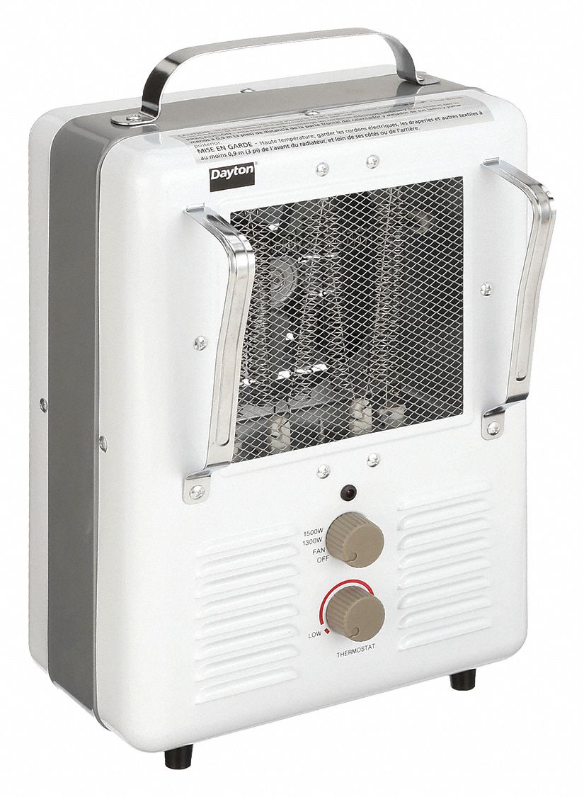 PORTABLE ELECTRIC JOBSITE AND GARAGE HEATER, 1.3KW/1½KWATT OUTPUT, 5-15P, 120V ACASE