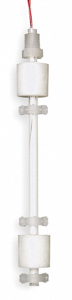 Alternator Closed Liquid Level Switch: Open On Rise, SPST, Polypropylene